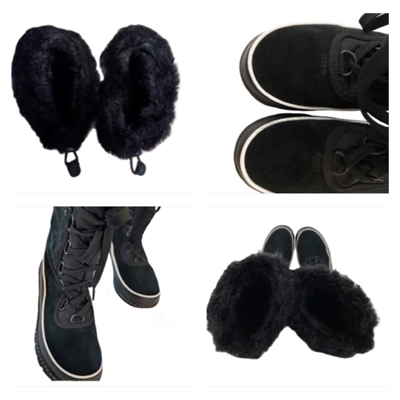 Sorel Tivoli III High Black Suede Leather Mid-Calf Lace Up Winter Snow Boots - Picture 10 of 14